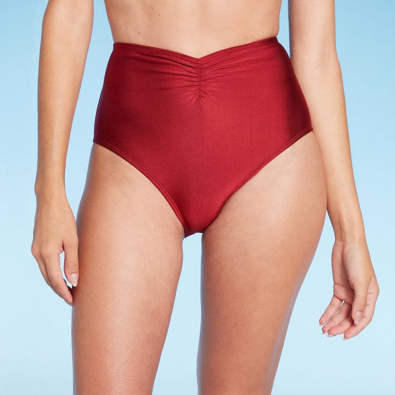 Women's High Waist Shirred Front Bikini Bottom - Shade & Shore™, 5 of 7