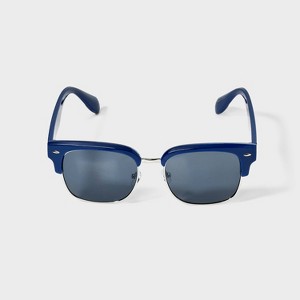 Men's Thick Retro Browline Square Sunglasses - Goodfellow & Co™ Blue - 1 of 2