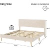 Beige King Size Platform Bed with Adjustable Headboard, Plush Fabric Bed Frame No Box Spring Needed, Quiet Design Easy Assembly - 2 of 4