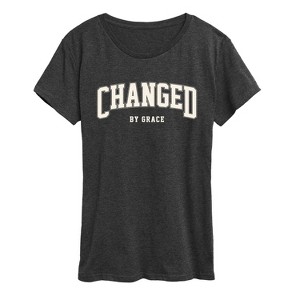 Women's - Instant Message - Changed By Grace Collegiate Short Sleeve Graphic T-Shirt - 1 of 4