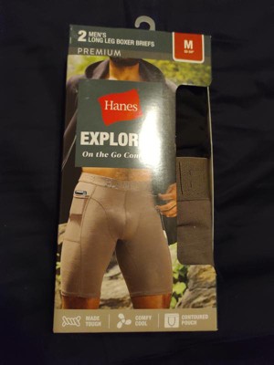Hanes Premium Men's Explorer Long Boxer Briefs 2pk - Gray/black Xl