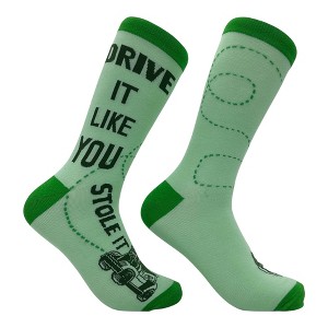 Crazy Dog Men's Drive It Like You Stole It Socks Funny Sarcastic Golfing Graphic Novelty Footwear for Men - 1 of 4