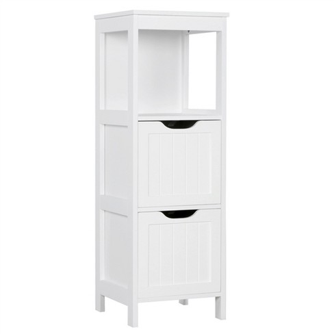 Costway Floor Cabinet Multifunction Bathroom Storage Organizer Rack W/2  Drawers : Target