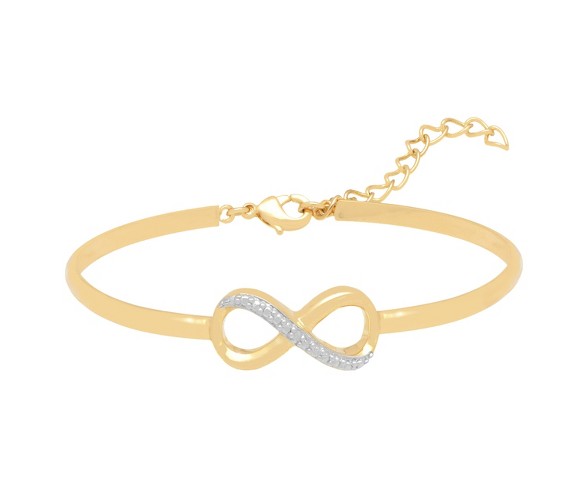 0.01 CT.T.W. Round-Cut Diamond Accent Prong Set Infinity Bracelet 18K Gold Plated (7.25")