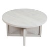 HomeRoots 36" White Solid Wood Round Cross Legs Coffee Table - 4 of 4