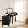 VEVOR Makeup Train Case with Lock, Lighted Mirror, 4 Storage Trays, Brush Holder, Travel Cosmetic Organizer Box w/ Swivel Wheels, Black - 2 of 4