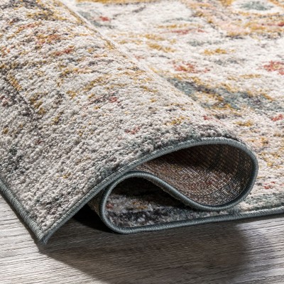 Beige Medallion Rectangular Easy Care Synthetic Rug