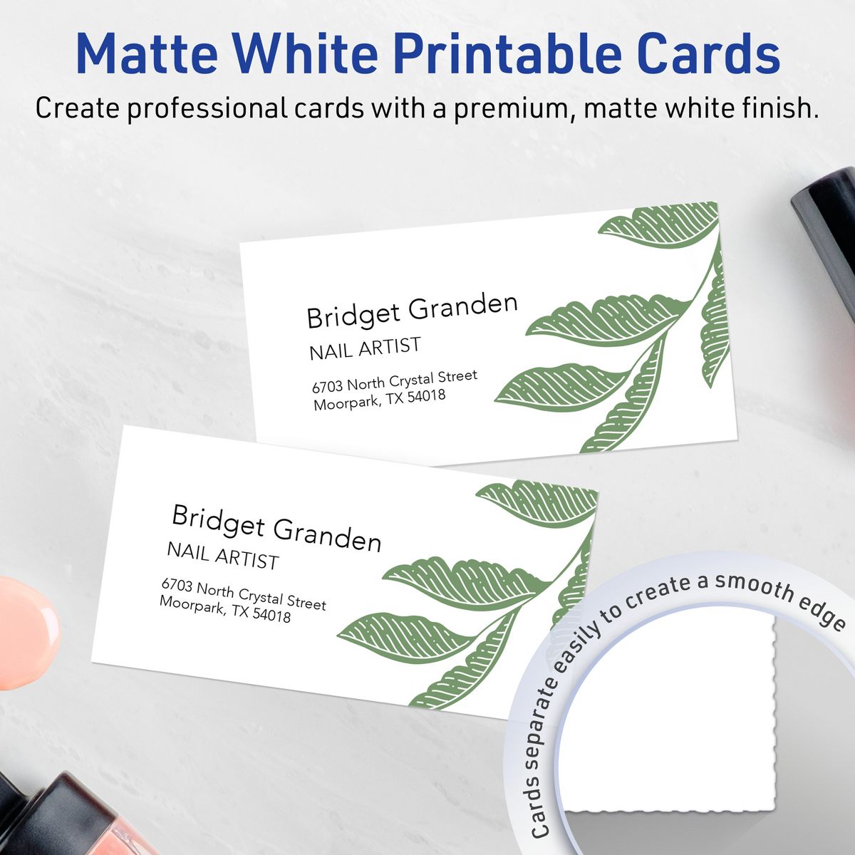 1-3/4" x 3-1/2" Rectangle, Matte White Business Cards - thumbnail 2