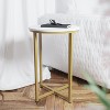 Emma and Oliver White Laminate Living Room Coffee Table with Crisscross Brushed Gold Metal Frame - 2 of 4