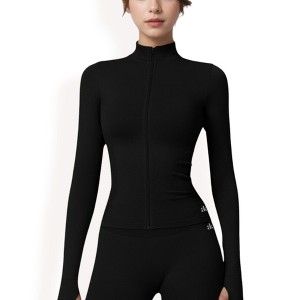 Anna-Kaci Active Women's Long Sleeve Full Zip Sports Jacket with High Collar and Slim Fit Design - 1 of 4