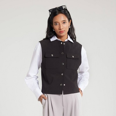 Women's Fashion Vest - A New Day™ Black Jacquard XS