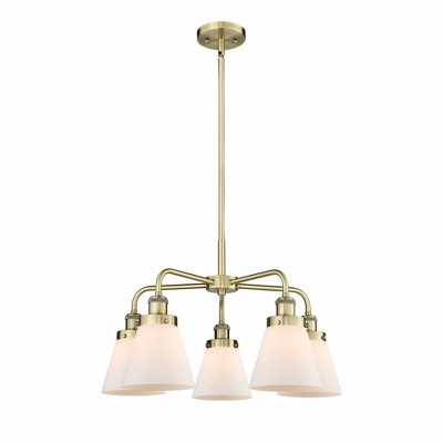 Cone - 5 Light Stem Hung Chandelier In Art Deco Style-14.75 Inches Tall and 24.25 Inches Wide