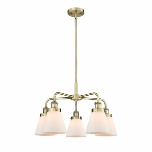Cone - 5 Light Stem Hung Chandelier In Art Deco Style-14.75 Inches Tall and 24.25 Inches Wide - 1 of 1