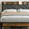 Coucheta Metal Bed Frame - Charging Station & Storage Shelf, Upholstered Headboard, Steel Slats, No Box Spring - 3 of 4