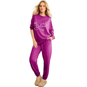 Roaman's Comfort+ Fleece Printed Sweatshirt - 1 of 3