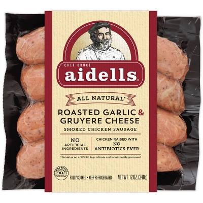 Aidells Roasted Garlic & Gruyere Cheese Smoked Chicken Sausage - 12oz/4ct