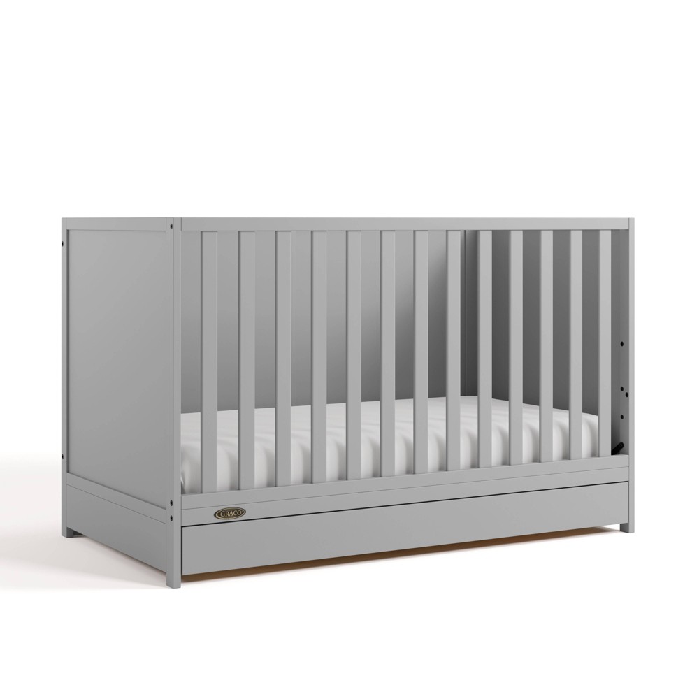 Photos - Cot Graco Theo 3-in-1 Convertible Crib with Drawer - Pebble Gray 