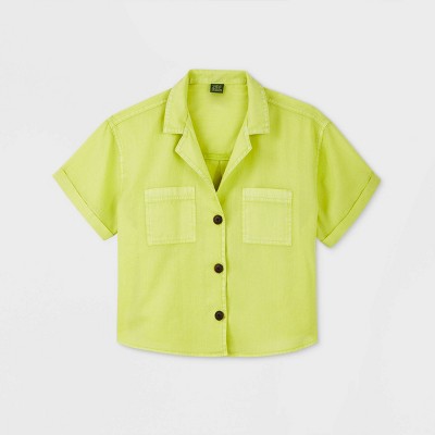 lime green button up shirt