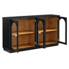 Hostack 4-Door Sideboard Cabinet with Glass Doors, Large Storage and Adjustable Shelves for Kitchen and Dining Room, Black - 4 of 4