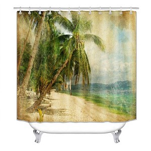 Vintage Beach Pattern Shower Curtains for Bathroom Waterproof Fabric Bath Curtain Durable Soft Stylish Bathroom Decor 72x72 Inch - 1 of 1