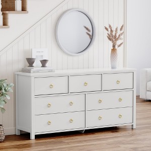 7 Dresser For Bedroom 47.2 Wide Dresser Modern Wide Drawer Dresser With Storage Wooden Closet Dressers Chest Of Drawers Freestanding White Target