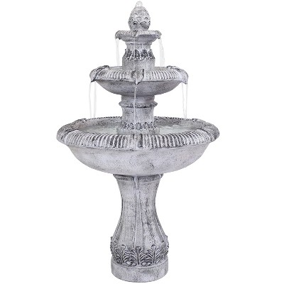 Sunnydaze 50"H Electric Fiberglass Reinforced Concrete 3-Tier Mediterranean-Inspired Outdoor Water Fountain