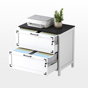 Rbied Wood File Cabinet Storage Cabinet with Lock and 2 Drawers for Home Office Bedroom - 1 of 4