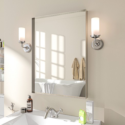 30"x 22" Organnice Silver Aluminum Frame Bathroom Vanity Mirror : Target