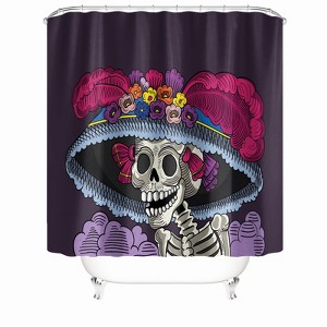 Skeleton Wearing A Flower Hat Shower Curtains for Bathroom Waterproof Fabric Bath Curtain Durable Soft Stylish Bathroom Decor 72x72 Inch - 1 of 1