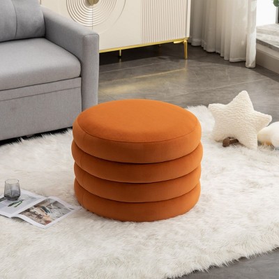 Round Storage Ottoman Bench, Upholstered Circle Ottoman with Reversible Lid for Living Room or Bedroom – Cuddlewood