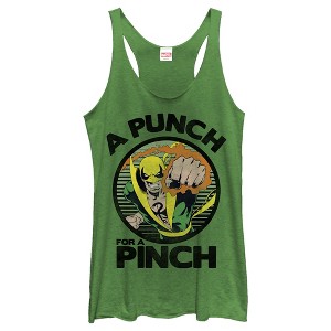 Women's Marvel St. Patrick's Iron Fist Punch for a Pinch Racerback Tank Top - 1 of 4