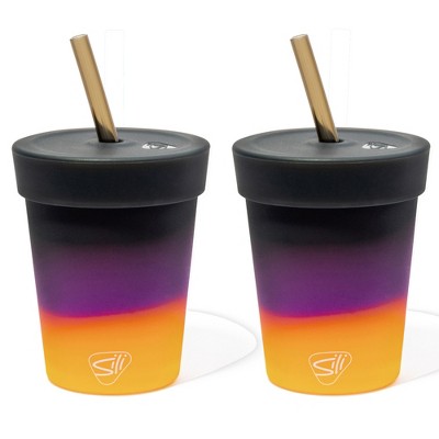 Silipint: Silicone Kids 8oz Straw Tumblers, 2 Pack, Sun Storm