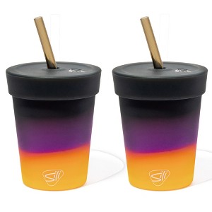 Silipint: Silicone Kids 8oz Straw Tumblers, 2 Pack, Sun Storm - 1 of 4