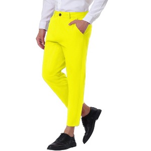 Lars Amadeus Men's Cropped Dress Business Pants Straight Fit Flat Front Suit Trousers - 1 of 4