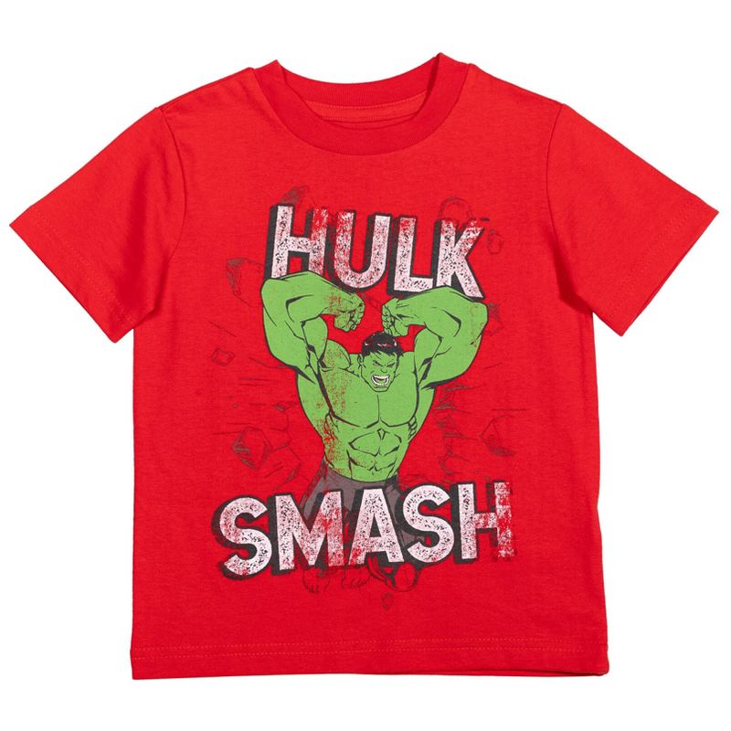 Marvel Avengers Spider-Man Black Panther Iron Man Hulk Captain America  2 Pack Graphic T-Shirts Toddler to Big Kid, 2 of 8