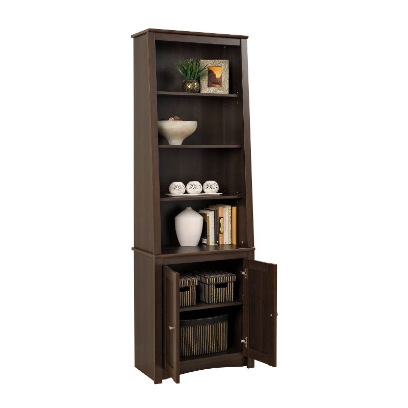 Tall Slant-Back Bookcase with 2 Shaker Doors Espresso - Prepac, 5 of 8