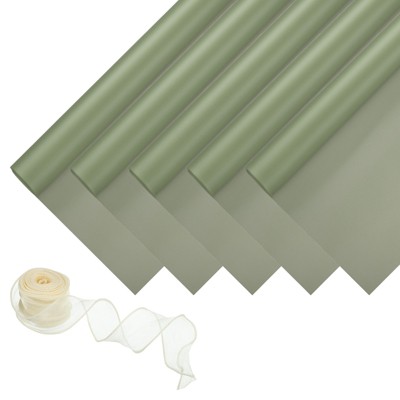 Unique Bargains Decorative Elegant Waterproof Matte Gift Wrap Paper with Ribbon 1 Set