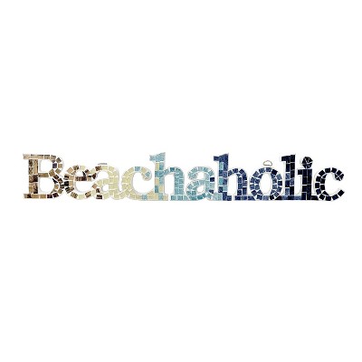 Beachcombers Mosaic Beachaholic Sign Wall Coastal Plaque Sign Wall Hanging Decor Decoration For The Beach 23.6 x 0.5 x 3.5 Inches.