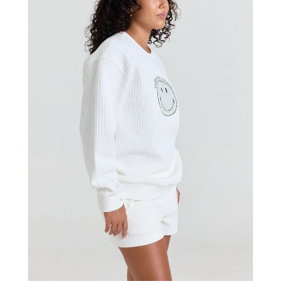 Samii Ryan | Smiley® Flourish Waffle Crewneck, White, XX-Large, 6