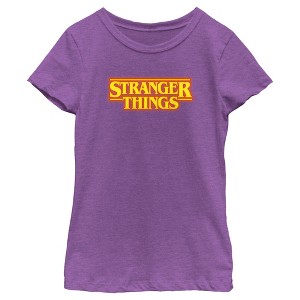Girl's Stranger Things Orange Logo T-Shirt - 1 of 4