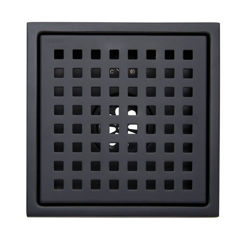 Built Industrial 5.8-inch Steel Square Shower Drain Cover For Bathrooms, Showers, And Sinks, Floor Drain With 2 In Outlet Matte Black :