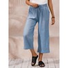 ECUPPER Womens Linen Cropped Pants Loose Casual Capri Cotton Wide Leg Plus Size Elastic Waist with Drawstring Trouses - 2 of 4