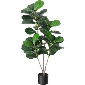 Faux Fiddle Leaf Fig Tree - 4/5/6ft Tall Artificial Ficus Lyrata with Decorative Pot - 1 of 4