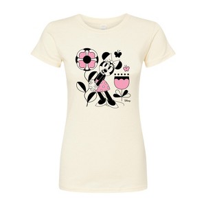 Women's - Disney - Minnie Mouse with Flowers & Butterflies Fitted Graphic T-Shirt - 1 of 3
