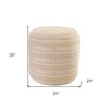 20" Brown Polyester Round Striped Indoor Outdoor Pouf Ottoman - 3 of 4