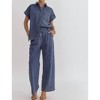 Women's Stitched Button Down Short Sleeve Top - entro - 3 of 4