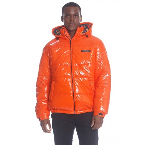 Members Only Men's Nickelodeon Shiny Collab Puffer Jacket-orange-x