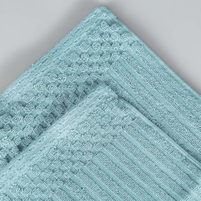 Slate Blue Heavyweight Cotton Ribbed Bath Towel Set, 2 Pieces