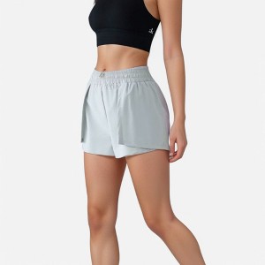 Anna-Kaci Active Women's High Waist Athletic Shorts with Pleated Side Panels and Stretchy Wideband Waist - 1 of 4