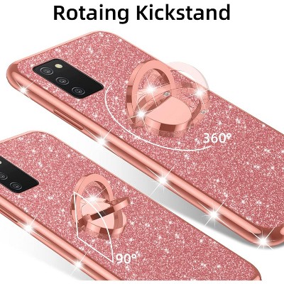 for Samsung Galaxy A03S case Glitter Luxury Cute Silicone TPU Phone Case for Women Girls with Kickstand